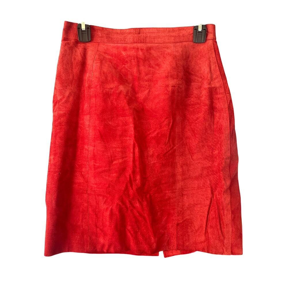 Vintage Rock Creek Rust Suede Leather Skirt – 100% Leather, Knee Length, Size 10